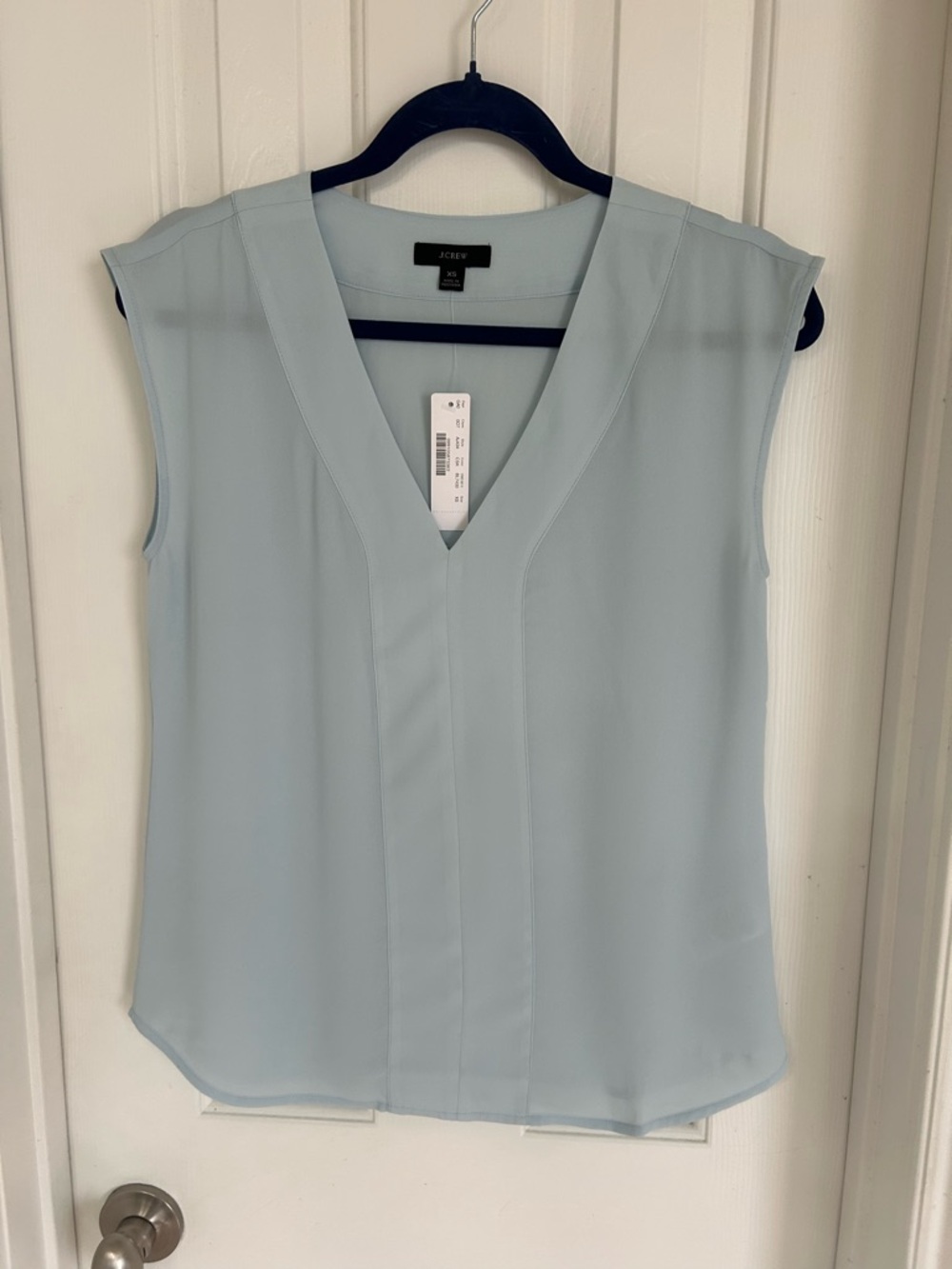 J. Crew Light Blue V-Neck Sleeveless Blouse